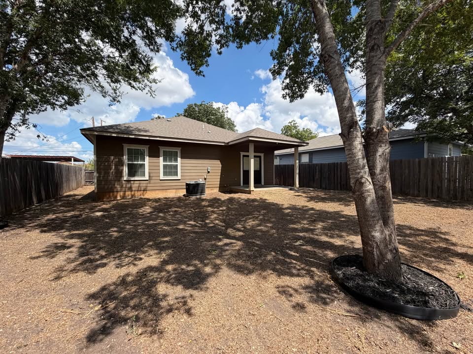 Large backyard and covered patio