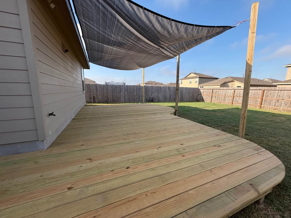 Wooden deck with shade