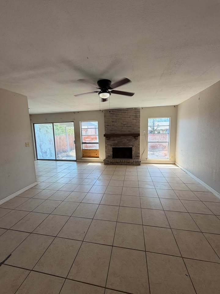 Living room with fireplace