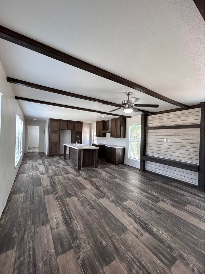 Living room and open kitchen